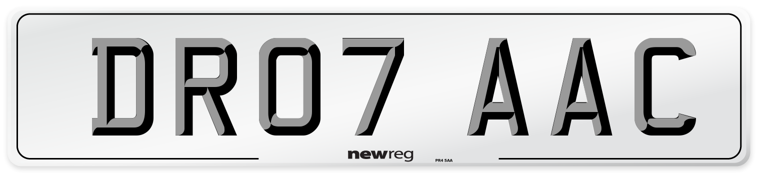 DR07 AAC Number Plate from New Reg